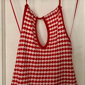 Zara Red and White Knit Halter Top